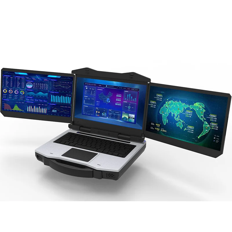 Long Range UAV Ground Control Station with 5G Portable Rugged Design Custom EVAK DP-3000 Ultra-thin Handheld Triple-screen
