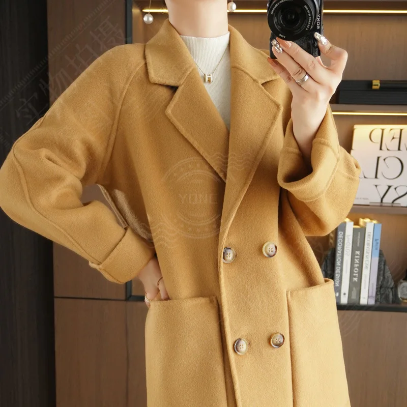 

Double-sided woolen cashmere coat for women's 2023 spring and autumn slim-fitting light luxury high-end medium and long