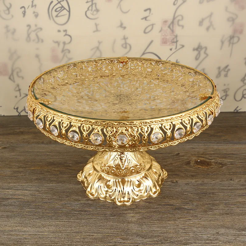 

Винтажная золотая круглая тарелка LMM для фруктов, закусок и сухофруктов для гостиной