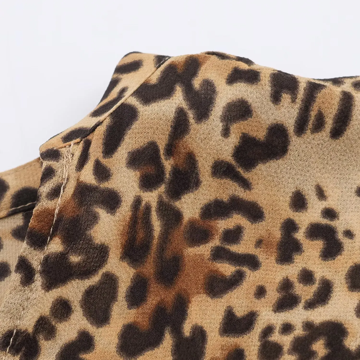 KASLEAD Faion Animal Print em camadas decorativas Dr feminino Ele Long Sve Fairy Saia Sle Ci Commute Dr