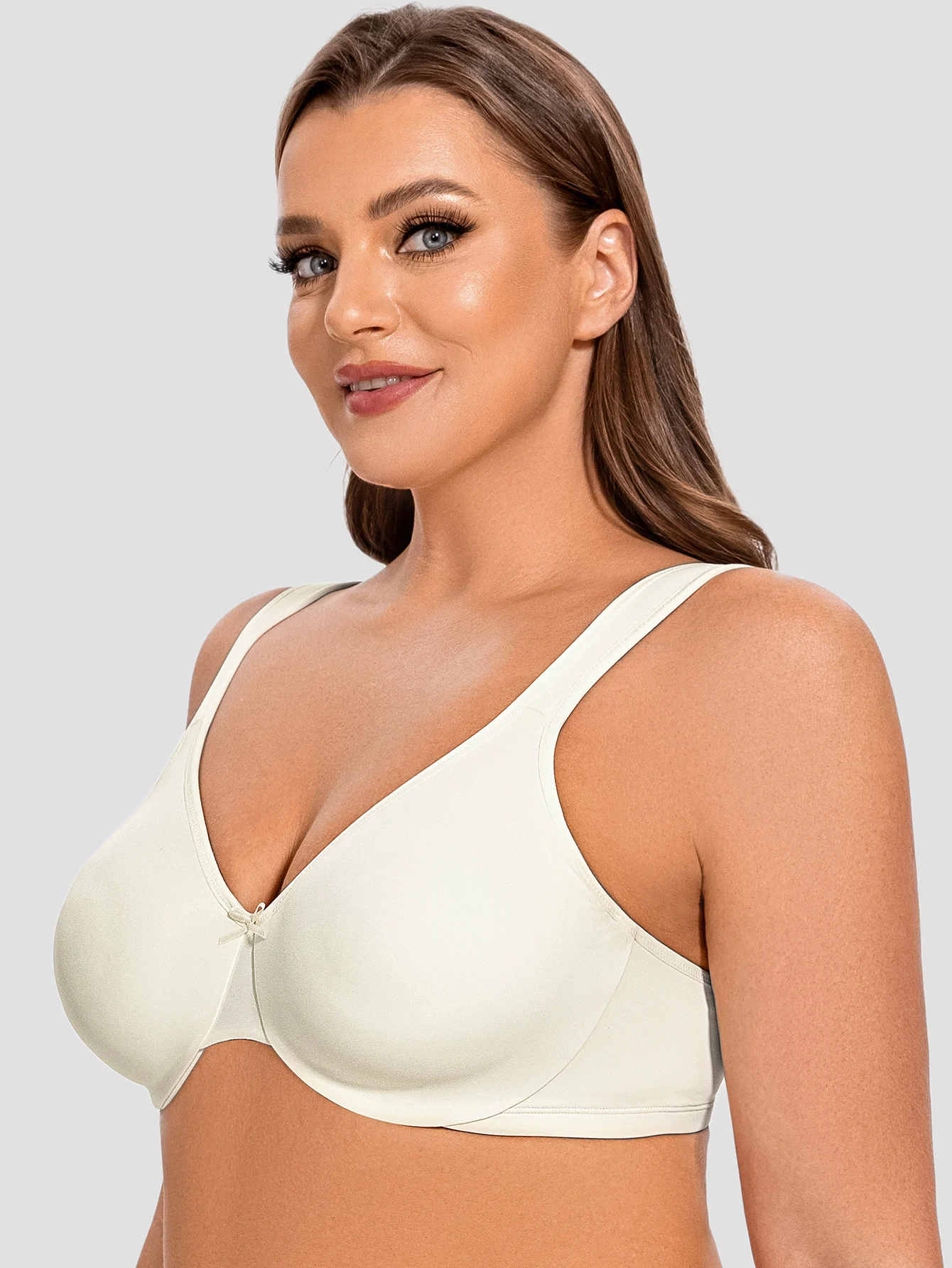 MELENECA-Sutiã Underwire confortável sem costura sem forro para mulheres, Plus Size, Minimizer