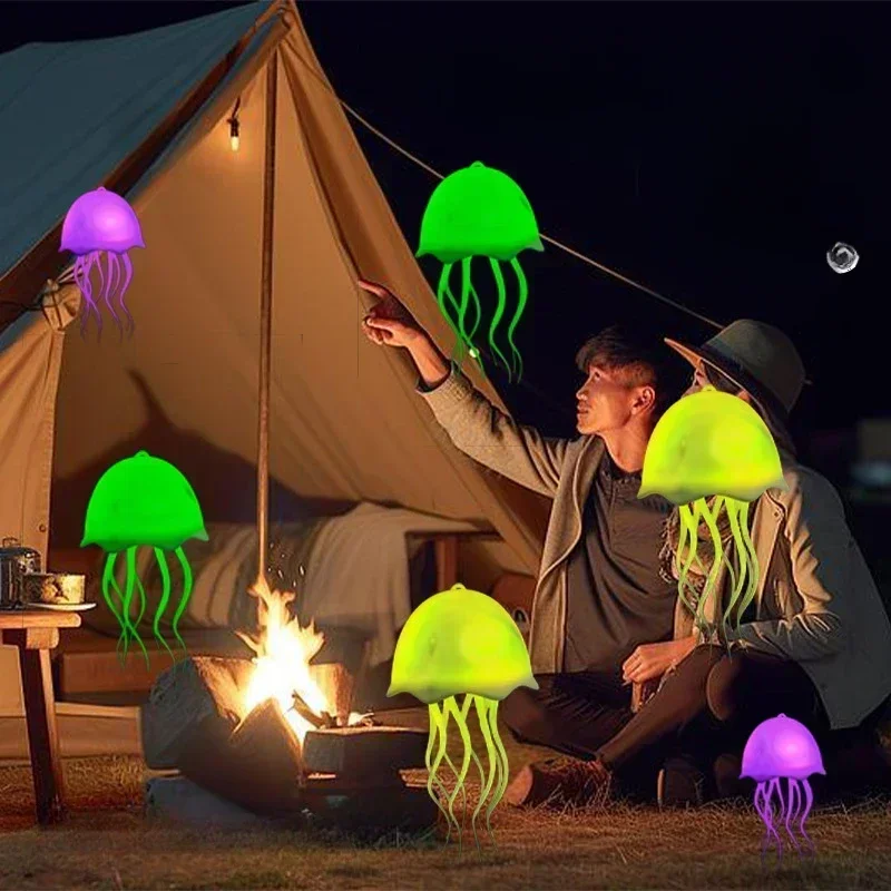 Voice-Controlled Floating Jellyfish Light Color-Changing Swimming Lamp Ambient Sensing Night Light for Decor