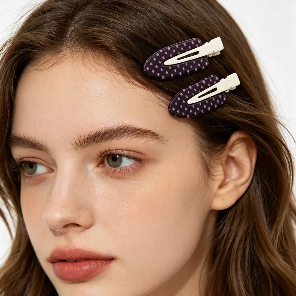 Lightweigh Black White Acrylic Hair Clips Polka Dot Non-Slip Seamless Hairpin Secure Hold Elegant Hair Styling Accessories Work