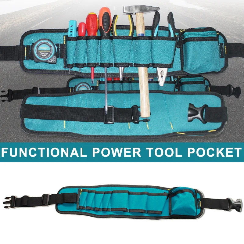 Heavy Duty Tool Belt Pouch Waterproof for Construction Work Adjustable Oxford Waist Bag for Electric Tools Durable Gear