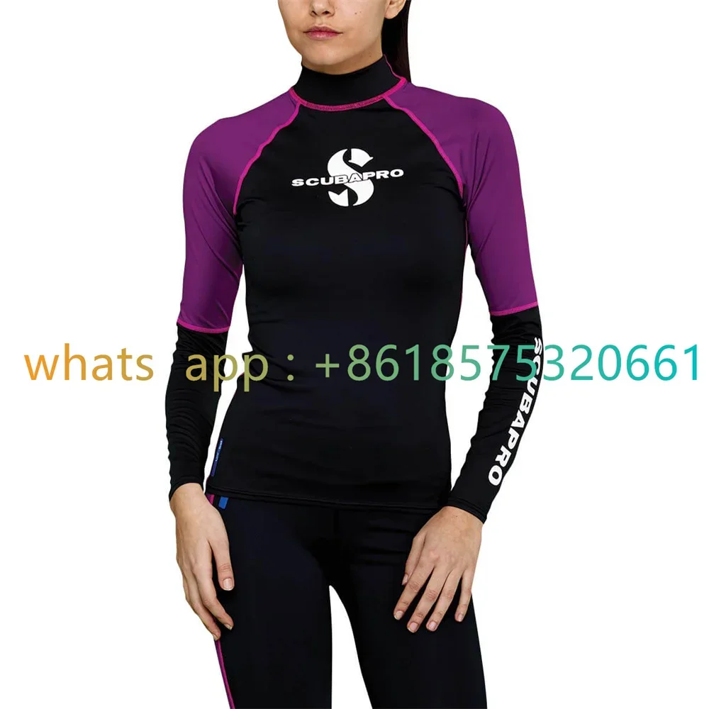 2023 Women Printed Rash Guard Long Sleeve Uv Sun Protection Surf T Shirts Skin Dive Top Beach Swimwear Surfing Clothes Floatsuit