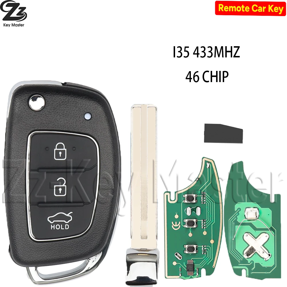 Image of Zz Remote 3-Tasten-FSK-433Mhz-ID46-Chip-HY22-Autoschlüsselgehäuse für Hyundai New IX35 IX25 IX45 Elantra Santa Fe