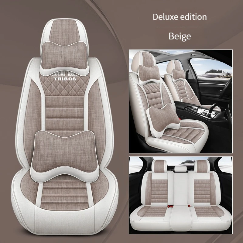 

Full Set Of Universal Breathable Linen Car Seat Cover For Hyundai Jeep Subaru LIfan Mitsubishi Nissan Car Accessories Protector