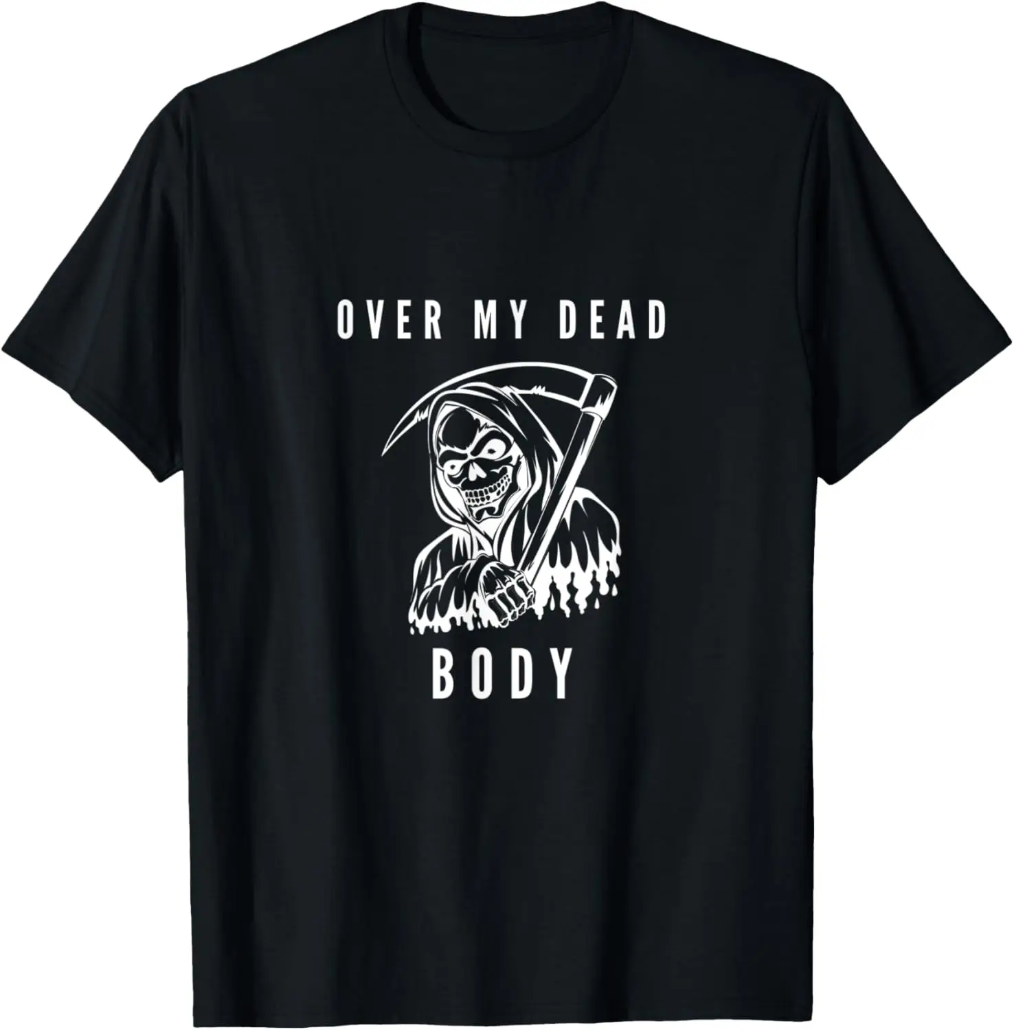 

Футболка с надписью Grim Reaper gift idea, надпись Скелет death Over my dead body