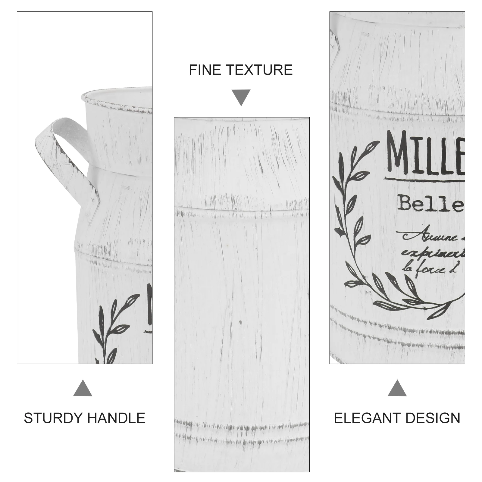 

1Pcs Retro Metal Flower Kettle White Letters Pattern Size S Flower Arrangement Vase for Home Garden Office Decoration