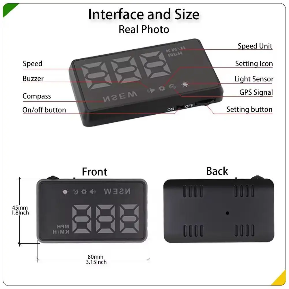 Universal H1 HUD Head-up Display GPS per auto tachimetro digitale USB parabrezza Speed Projector misuratore di velocità per forniture per auto novità