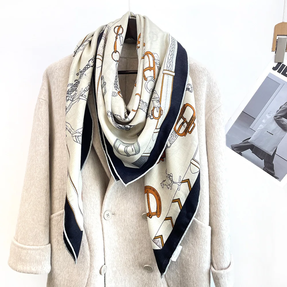 

Winter Scarf 135CM Women Silk Wool Blend Shawls Mother Lover Gift Luxury Designer Bag Clothing Accessories 135CM