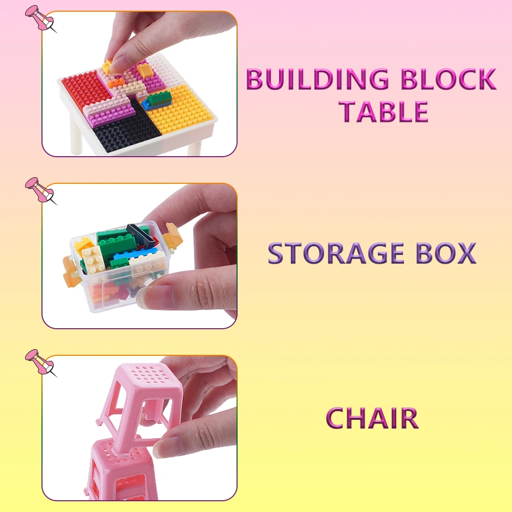 Ensemble de blocs miniatures de bricolage, meubles de maison de poupée, cheval à bascule pour bébé, Mini blocs de construction, support de rangement, jouet de maison de jeu