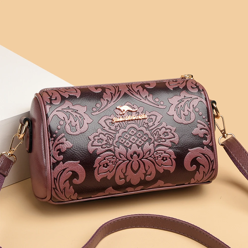 Fashion Flower Pattern Design Ladies Shoulder Bag New Small Ladies Messenger Bags Luxury Designer High Quality Leather Women Bag