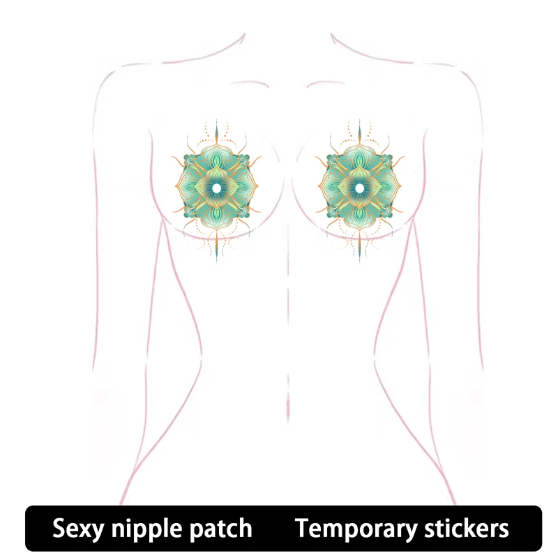 

Kaleidoscope flower chest nipple sexy temporary stickers waterproof and sweat-proof color tattoo stickers