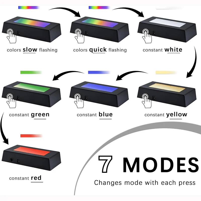 Black Rectangle Shape LED Light Base Crystal jewelry Souvenir display stand Holder Bar Shope Desktop Home Decoration