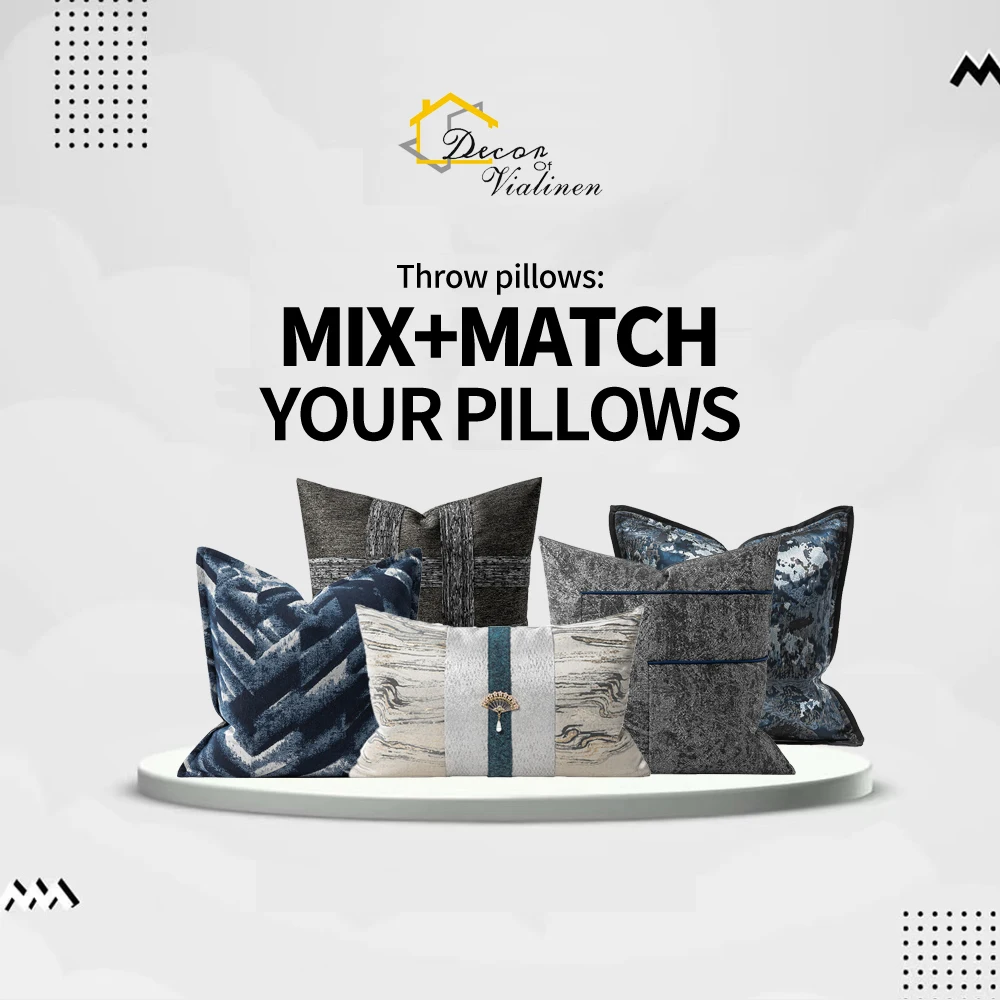 Hot Sale Summer Cushion Cover Royal Blue Grey Minimalist Throw Pillows For Sofa High Quality Pillow Covers Set