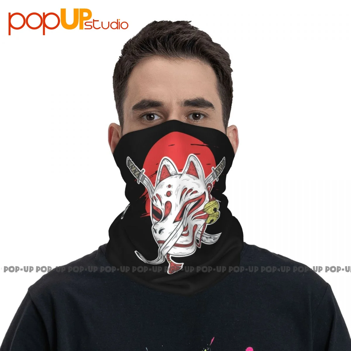 Japan Anime Mask Kitsune Style Samurai Oni Monster Neck Gaiter Bandana Scarf Face Mask