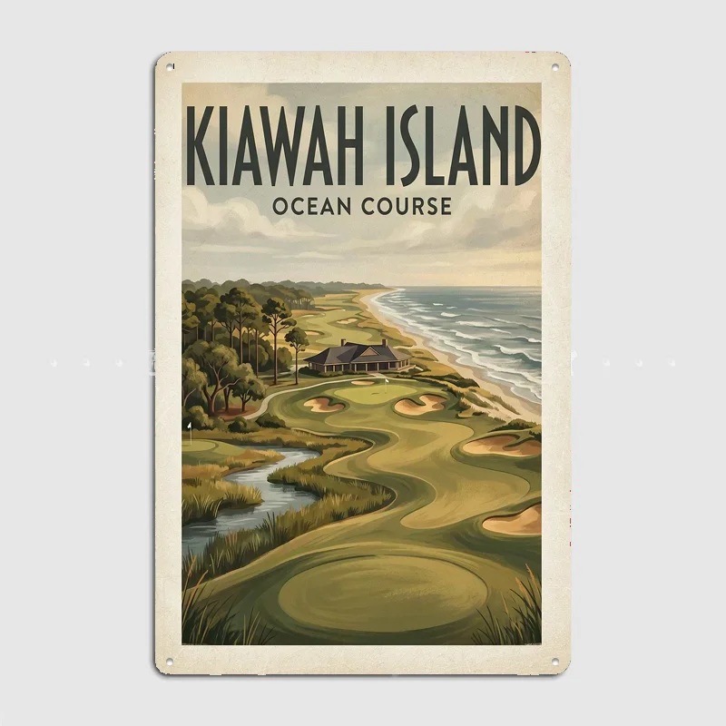 Kiawah Island Ocean Course Golf Poster Metal Posters Living Sign Indoor Outdoor Room Decoration Home Bar Decor Wall Decor