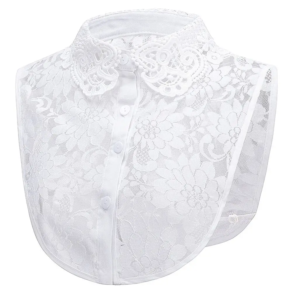 

Exquisite Chiffon Fake Lace Collar Flower Design Elegant Lapel Collar Detachable Lace Neckline for Women Girls