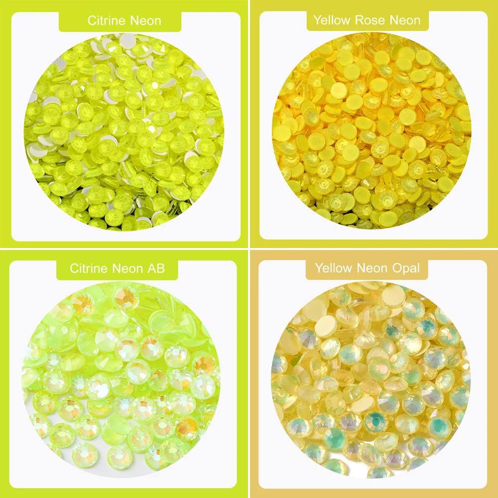 Yellow Neon Color ss3-ss30 Non Hotfix Rhinestones Glass Flatback Crystal for DIY Clothes Dress Decoration Strass стразы