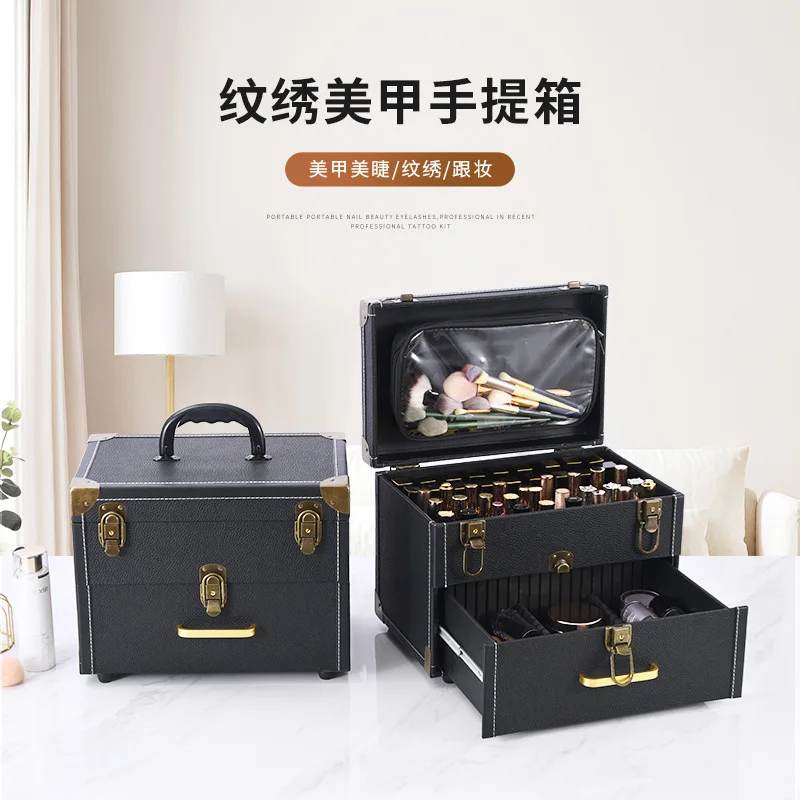 Tattoo embroidery toolbox capacity portable door-to-door multi-layer eyelash tattooing eyebrow manicure cosmetics storage bag