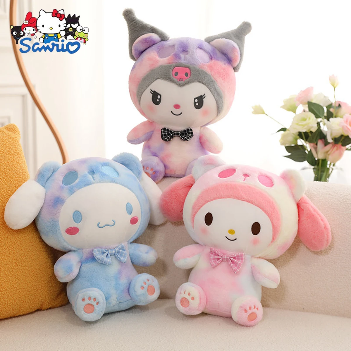 

3 вида стилей Sanrio мультфильм Kuromi My Melody Cinnamoroll Hello Kitty Радужная плюшевая кукла игрушки для детей сюрприз