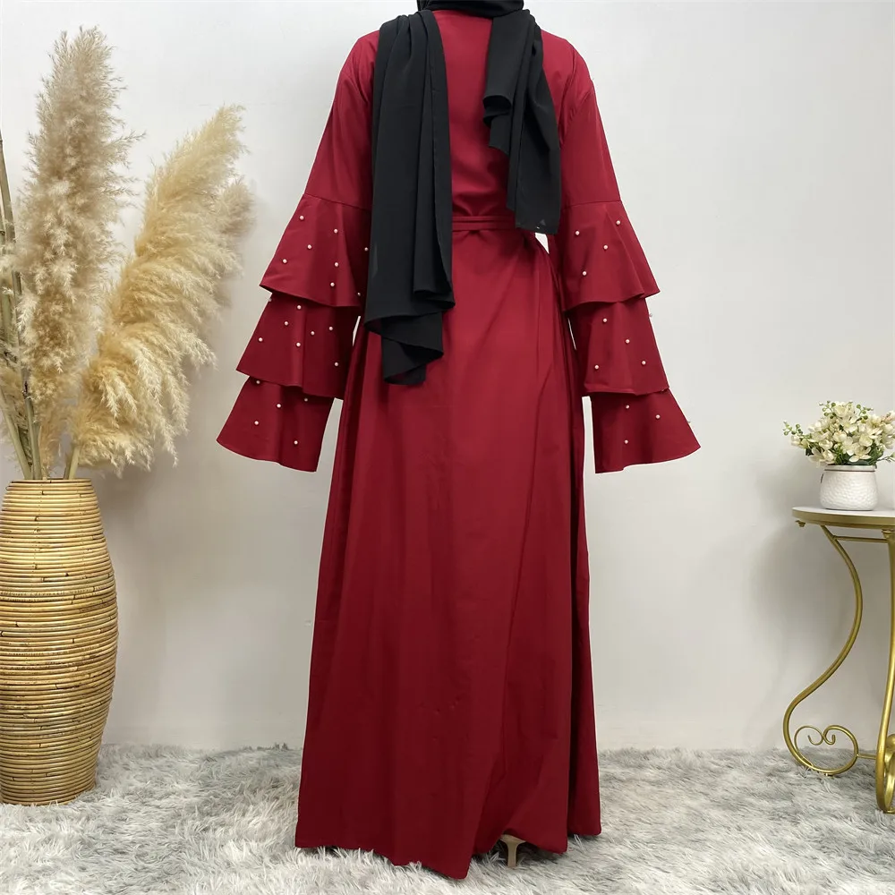 Nuove donne musulmane Open Abaya Beads Kimono Cardigan Dubai turchia caftano abbigliamento islamico Maxi Dress Robe Jalabiya Eid Ramadan Gown