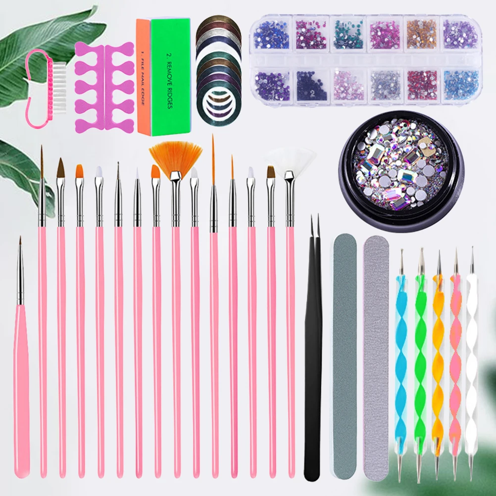 

Nail Art Set Manicure Tool Kit Brushes Painted Drill Pens Painting Tools Liner Professional Home Use Durable Gift Starter