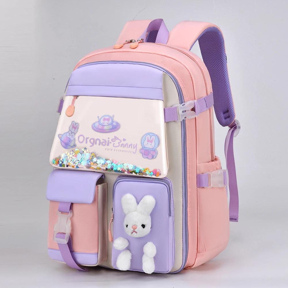 Backpacks For Students Cute Cartoon Bunny Knapsack 2023 New Girls Kindergarten Princess School Bookbags Fashion Children Backbag