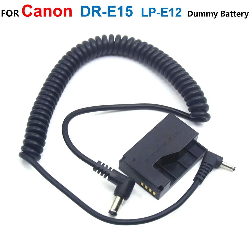 

DR-E15 DC Coupler LP-E12 Dummy Battery With 3011 To 5521 Male Spring Cable For Canon EOS-100D Kiss x7 Rebel SL1 SX70HS