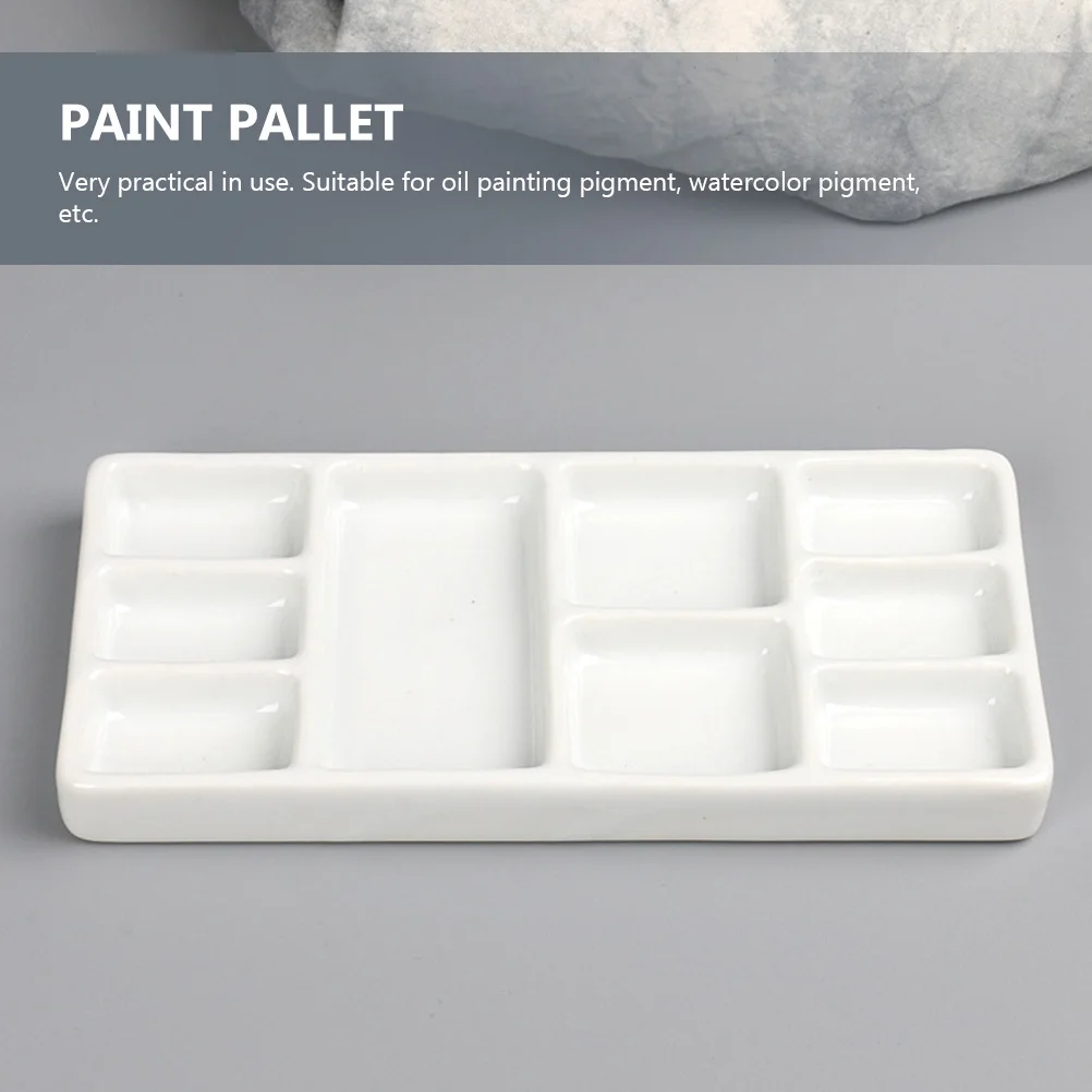 Pallet di vernice rettangolare in ceramica Vassoio per pigmenti durevole bianco per pittura ad acquerello a olio Forniture per artisti Piastra di miscelazione dei colori