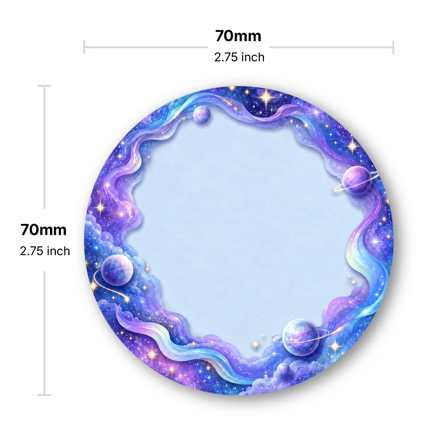 2PCS Galaxy Planet Round Sticky Notes 100 Sheets Purple Blue Starry Space Memo Pads Writing Reminder Notes Office School Station