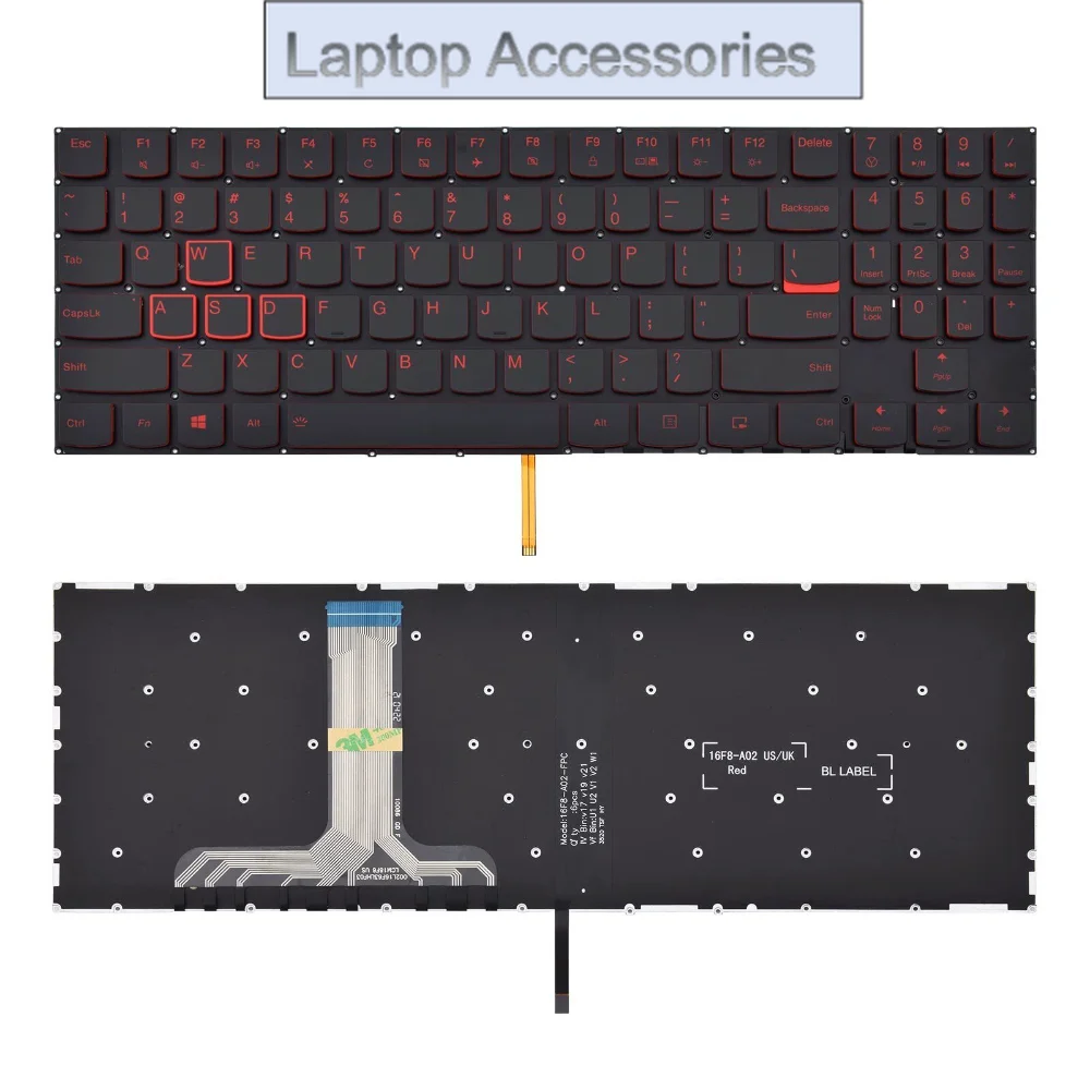 Teclado para ordenador portátil estadounidense con retroiluminación para Lenovo Legion Y520 Y520-15IKB Y720 Y720-15IKB R720 R720-15IKB Y530 Y730