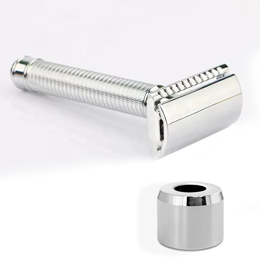 Whityle 07TS Stainless Steel Safety Shaver for Man with Holder Stand Double Blade Stand Base Safe Razor Men's Shaving Machine