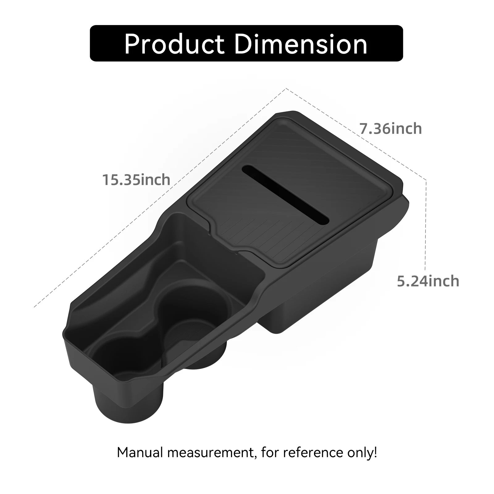 LUCKEASY for Chevy Bolt EV 2027 Center Console Lower Layer Storage Box With Cup Holder Interior Accessories Car Storage Case