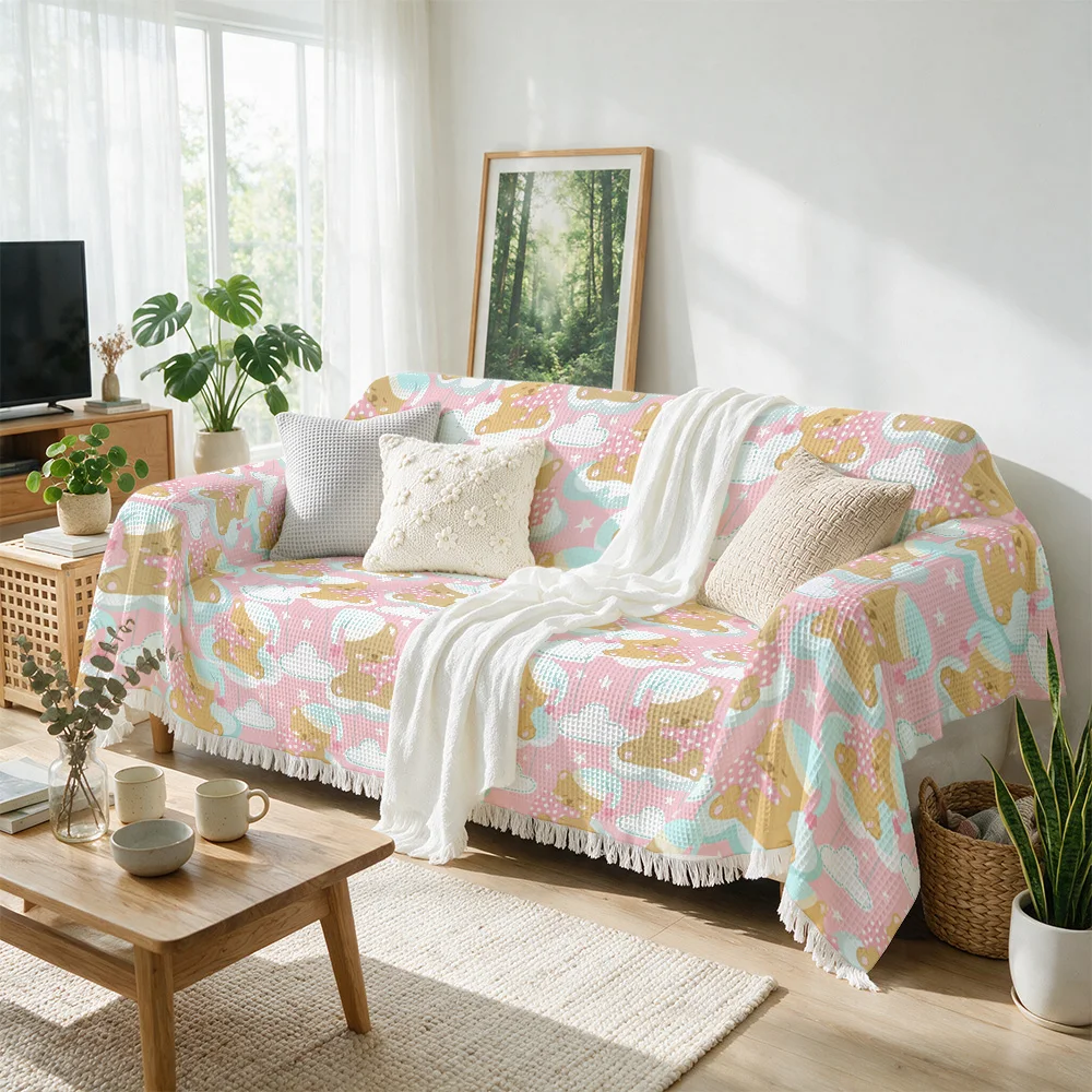 Soft Floral Print Sofa Throw Blanket Couch Decor Accent for Living Room Nap Time Cozy Boho Spring Summer Home Decoration