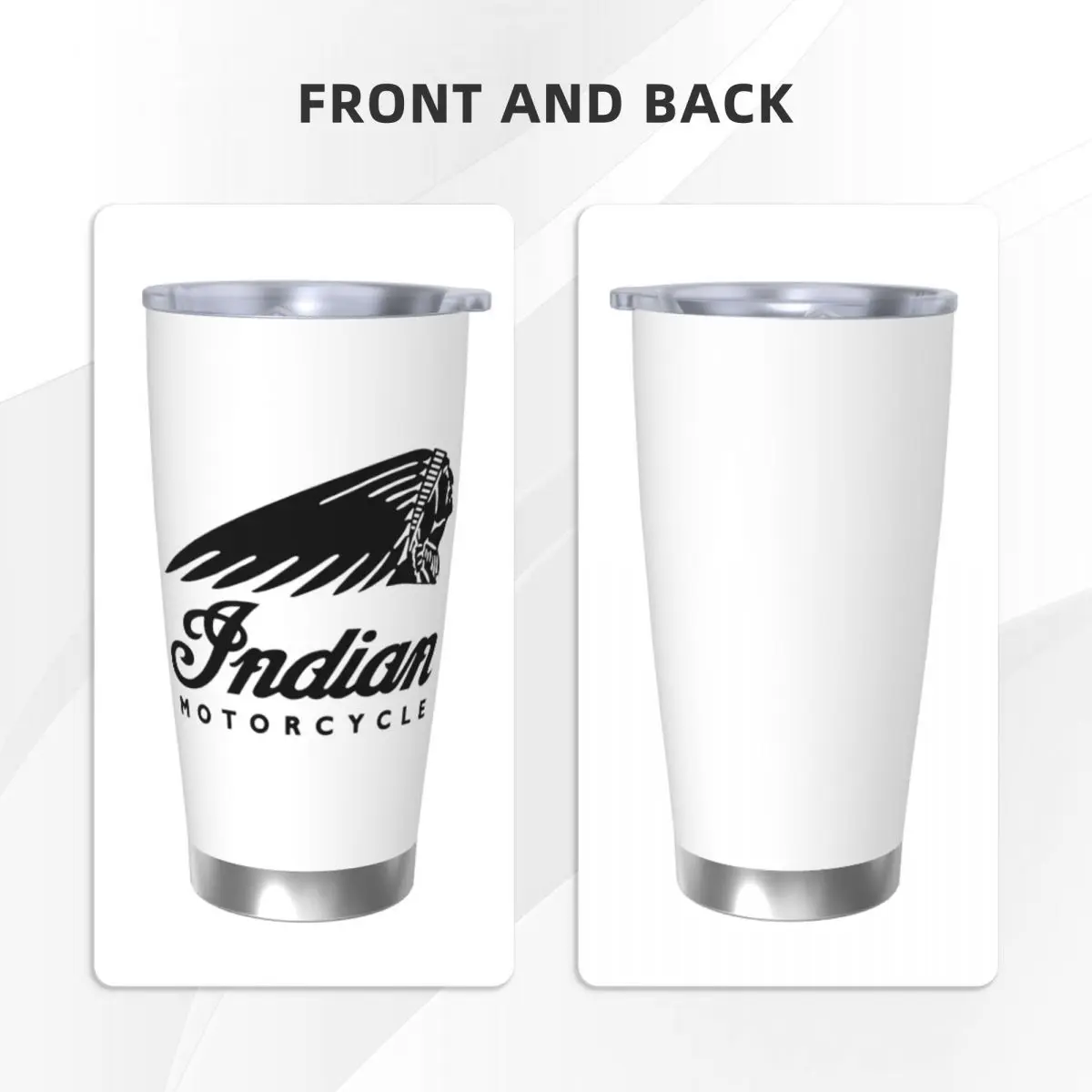 Indian Motorcycles Logo Insulated Tumbler with Lid Racing Stainless Steel Thermal Mug Office Home Car Bottle Cup, 20oz