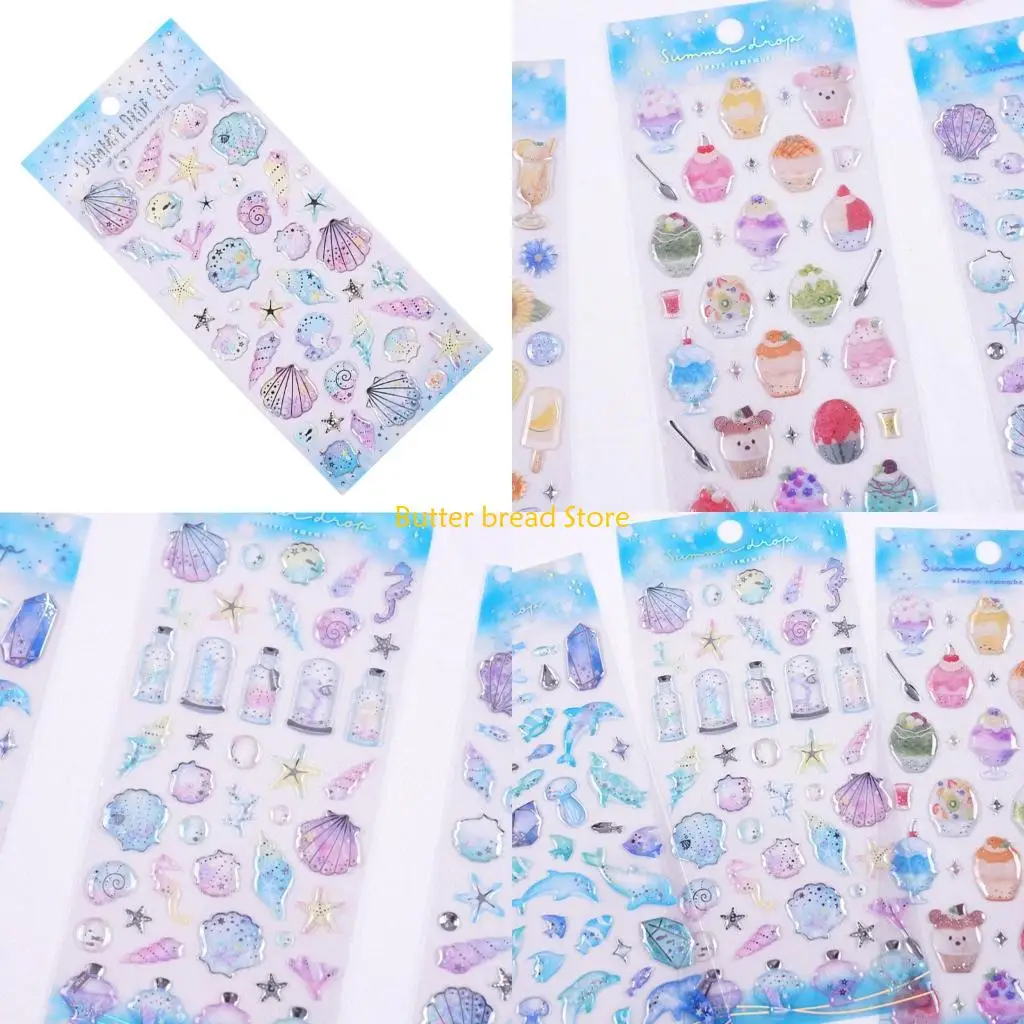 

W89C Sea Creature Embossed Sticker Waterproof Adhesive PVC Sticker For Notebook Phone