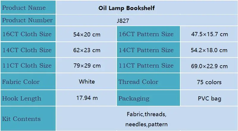 Zestaw do haftu krzyżykowego Joy Sunday Oil Lamp Bookshelf HD Pattern Printed Counted Fabric Aida 16/14/11CT Zestaw do haftu DIY z prezentem