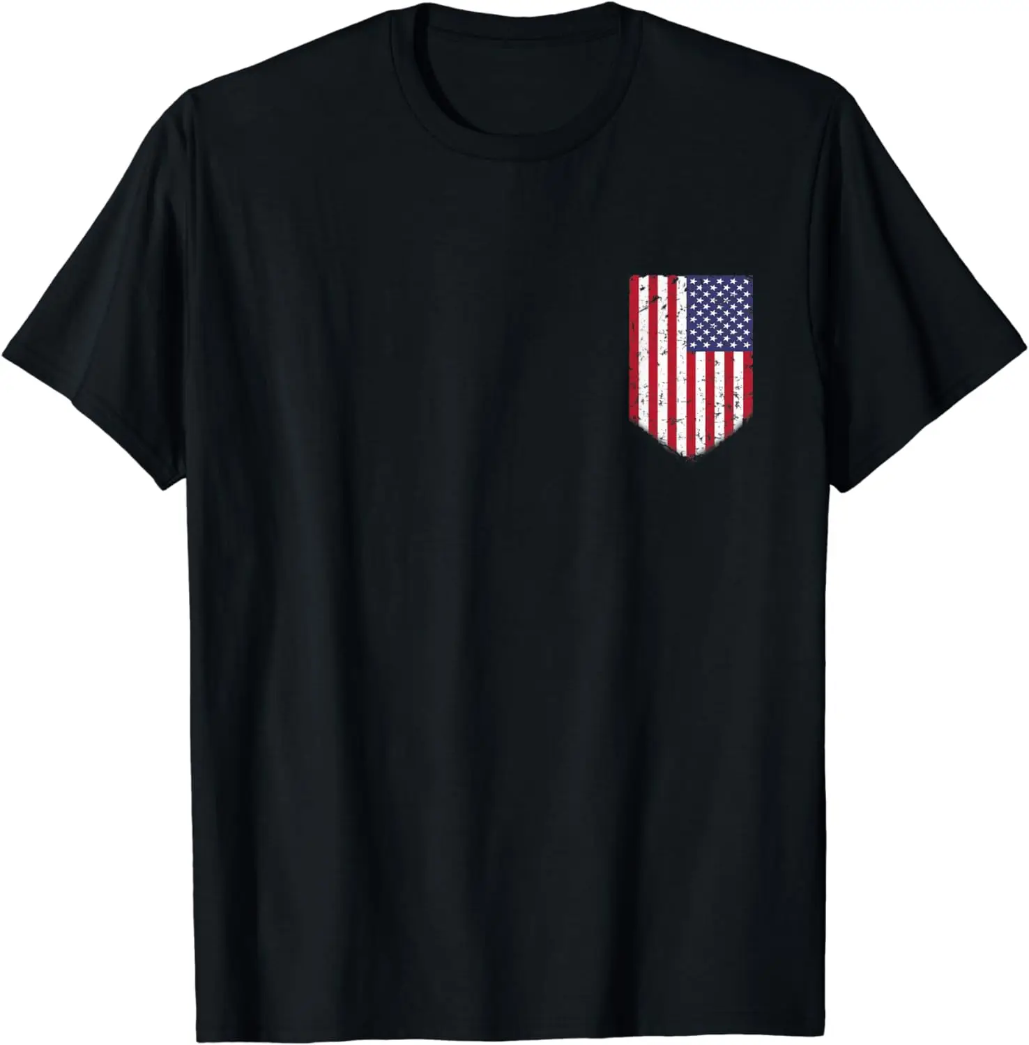 

American Flag T-Shirt USA Chest Pocket US Flags Gift Top Tee