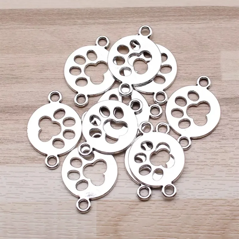 130 Stück antiksilberfarbene Hundepfoten-Verbinder, 24 x 16 mm, für DIY-Schlüsselanhänger, Halsketten, Schmuckherstellung, Großhandel – Detail 2