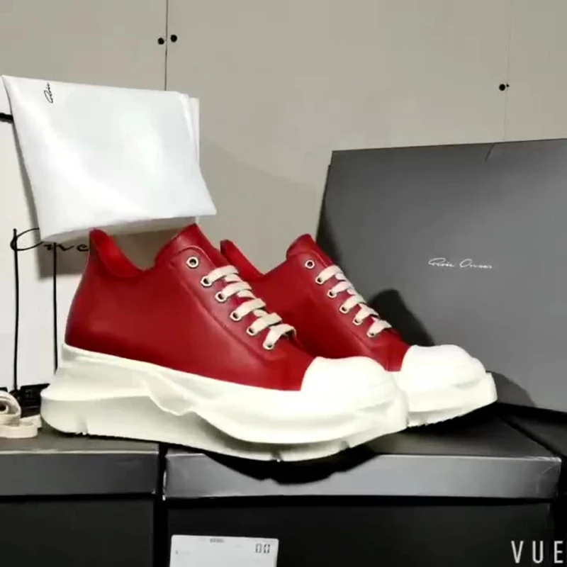 2022s Rick męskie trampki czerwona skóra buty buty z grubą podeszwą dla kobiet Streetwear męskie Sneaker