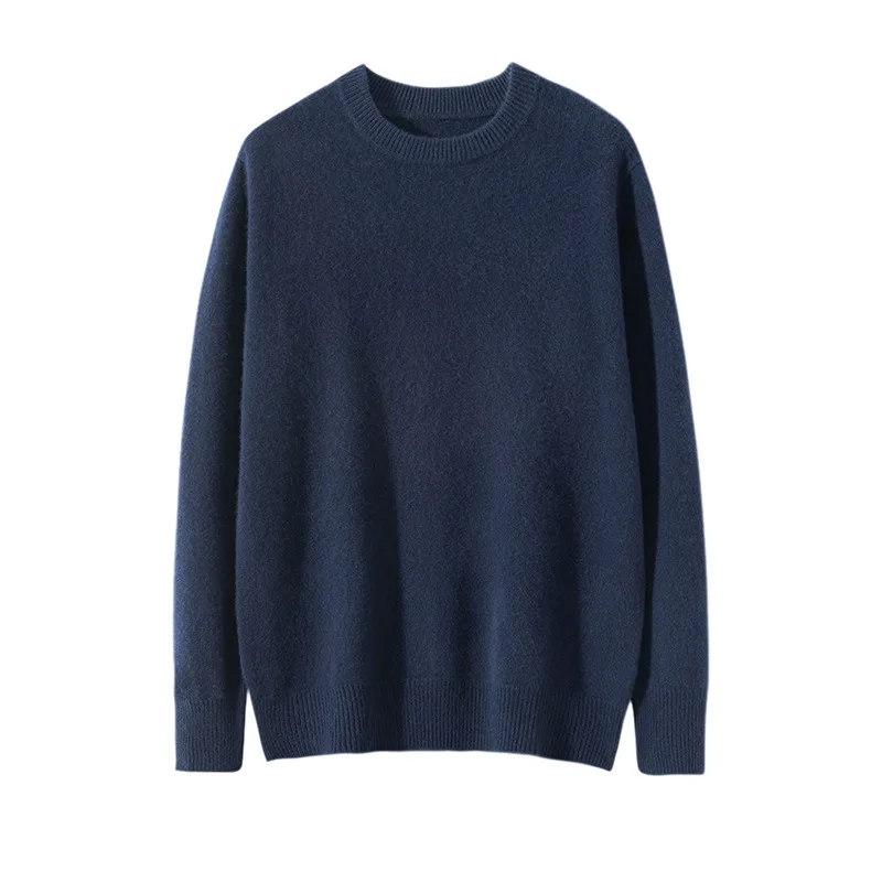 Classic Men's Cashmere Pullover Sweater 100% Pure Wool Knit Round Neck Sweater Men Winter