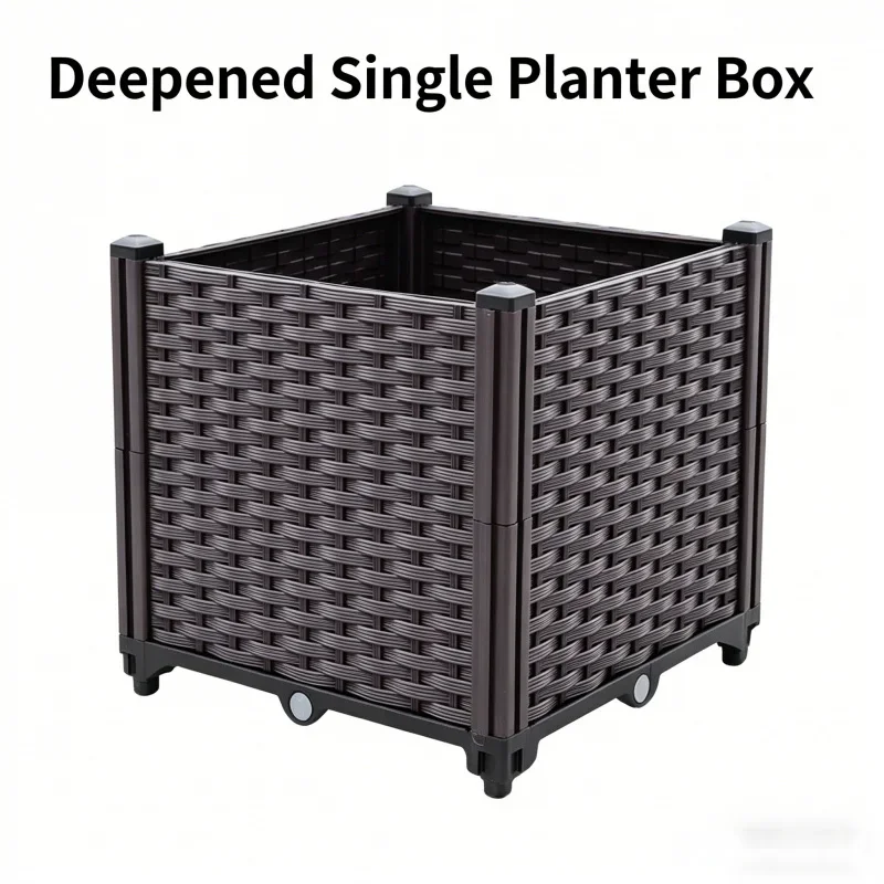 

1 Tier Extra Large Deepened Raised Garden Bed 37x37x34cm Plastic Vegetable Flower Planter Box for Balcony Outdoor Patio