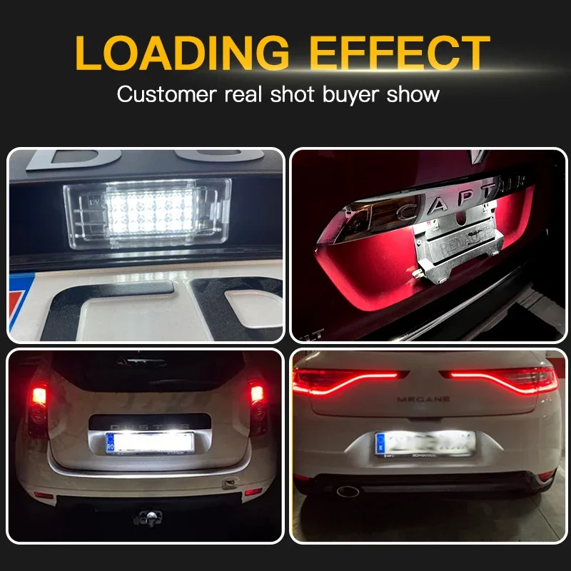 1Pair For Dacia Duster 2010 LED License Plate Light Waterproof High Brightness 12V Car Upgrade Replacement Number Plate Lamp