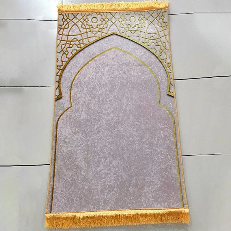 2024 Gold Diamond Velvet Thickened Adult Worship Mat Non-slip Soft Worship Rug New Ramadan Gift Portable Muslim Prayer Carpet