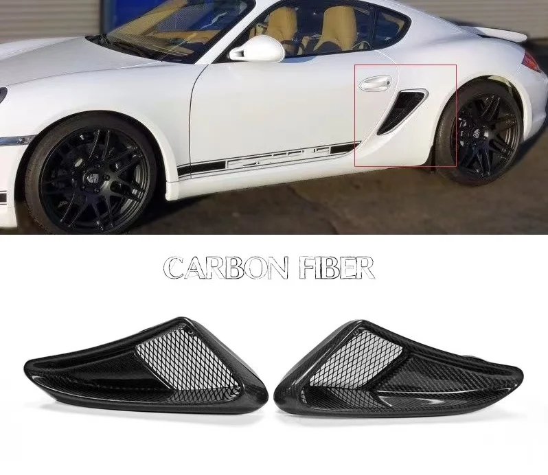 فتحة تهوية جانبية من ألياف الكربون بتصميم السيارة EP من النوع 2 مع مجموعة انجراف مجاري الهواء أكبر لبورشه 2006-2012 كايمانز 987 بوكستر S