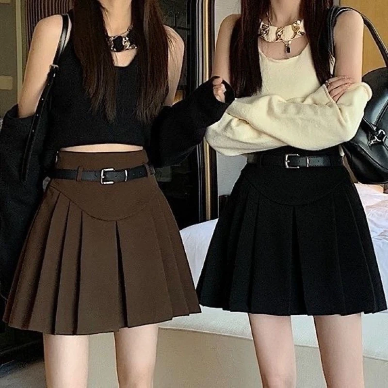 

Gray pleated skirt for women2025Spring new style retro high-waisted slimming outfit for hot girlsaPrinted half skirt, short skir