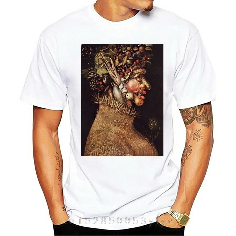 Giuseppe Arcimboldo Summer Fashion Funny Printing 100%Cotton Casual Men's Tee