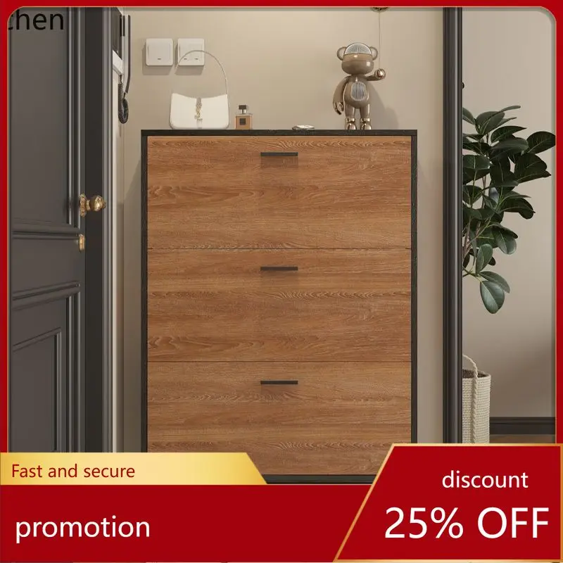 CZ  Solid Wood Shoe Cabinet Modern Household Minimalist Small Apartment Large Capacity Storage Doorway Narrow Shoe Rack